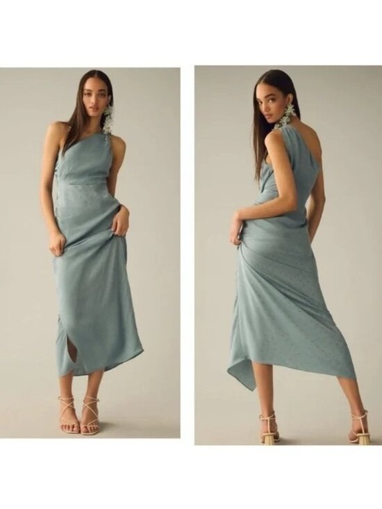 Favorite Daughter Dresses & Skirts - 🆕FAVORITE DAUGHTER The Singles Table One Shoulder Gown Dress Polka Dot Blue 2